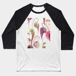 Exotic flowers, Carnivorous plants tropical print. Watercolor Pelican flower, Venus Flytrap Baseball T-Shirt